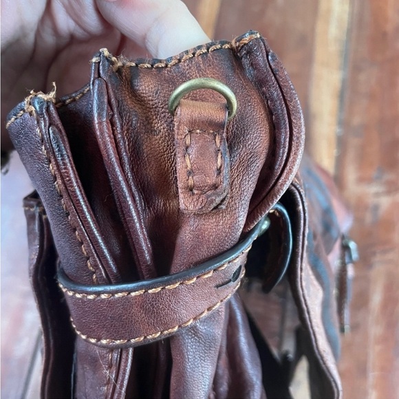 Frye Cameron Satchel GUC redwood dark brown medium 12x10 inches Dark Academia - Picture 14 of 15